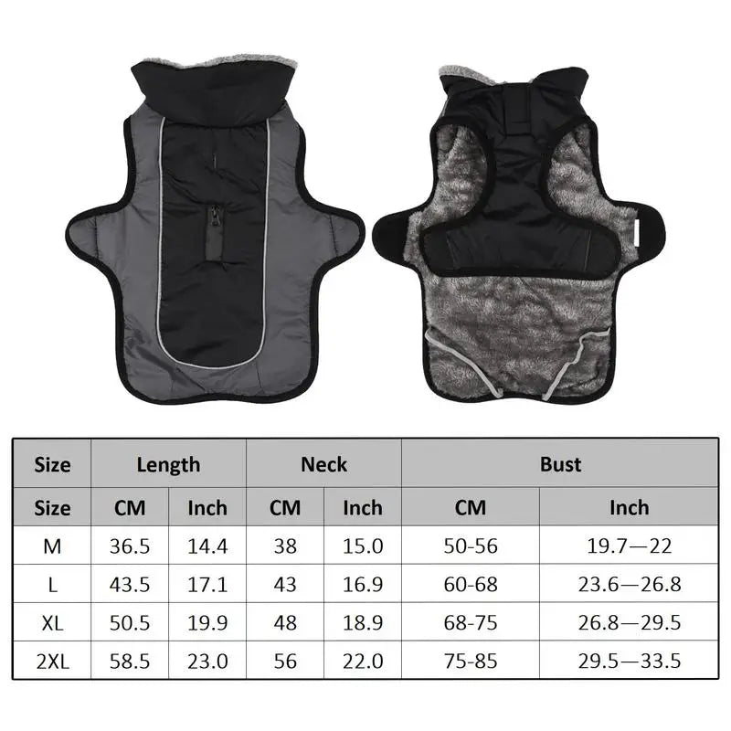 Reflective Warm Dog Jacket for Large Dogs